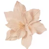 Bársony mikulásvirág dekor pick ⌀ 18cm, 20cm magas - Ekrü