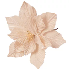   Bársony mikulásvirág dekor pick ⌀ 18cm, 20cm magas - Ekrü