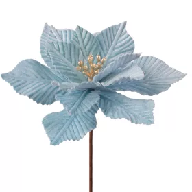   Bársony mikulásvirág dekor pick ⌀ 18cm, 20cm magas - Világoskék
