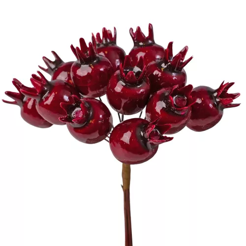 Gránátalma dekor pick Ø 2cm, 12 szál, 11cm magas - Bordó