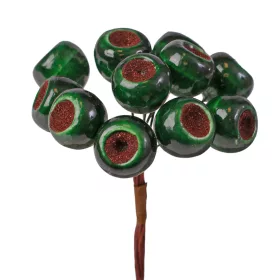   Bogyós dekor pick Ø 1.9cm, 12 szál, 11cm magas - Sötétzöld