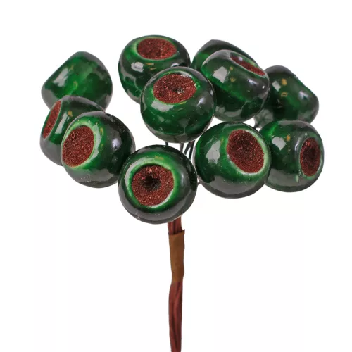 Bogyós dekor pick Ø 1.9cm, 12 szál, 11cm magas - Sötétzöld