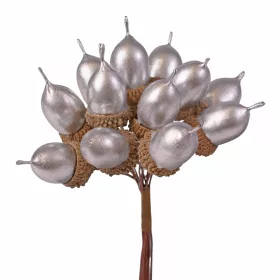 Makk dekor pick Ø 1.5cm, 12 szál, 11cm magas - Ezüst