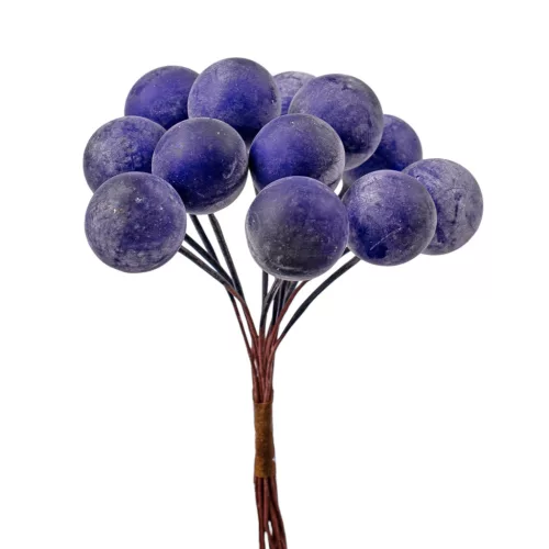 Rosehip Decorative Pick Ø 1.5cm, 12 Stems, 11cm Tall - Dark Blue