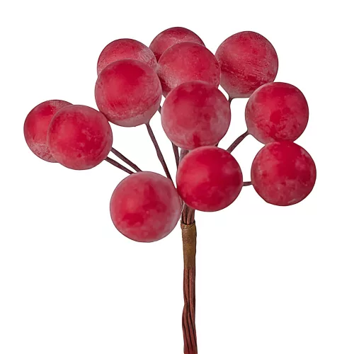Csipkebogyó dekor pick Ø 1.5cm, 12 szál, 11cm magas - Piros