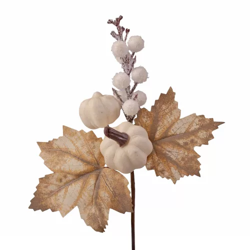 Őszi fehér tökös dekor pick, 22cm magas