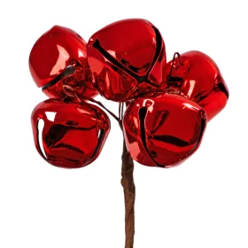   Metal Decorative Bell Bundle Ø 3cm, 6 Stems, 11cm Tall - Burgundy