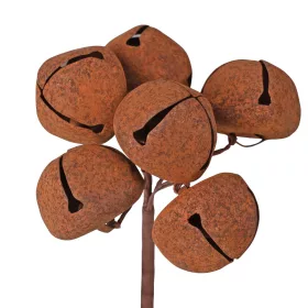   Antik hatású rozsdás csengő dekor köteg, 6szál, Ø 3cm, 11cm