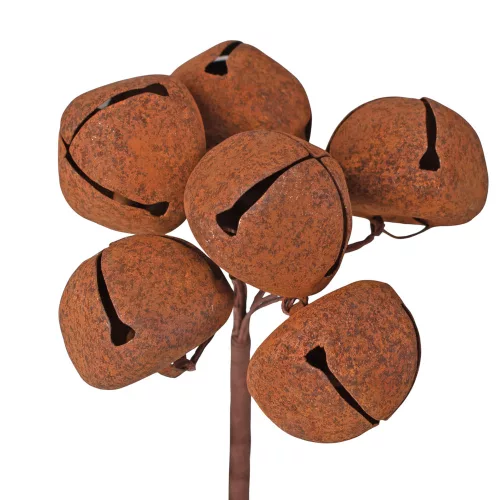 Antik hatású rozsdás csengő dekor köteg, 6szál, Ø 3cm, 11cm
