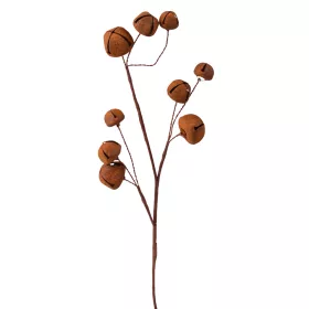 Fém csengős dekor ág, rozsdás hatás, 41cm magas