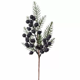 Téli bogyós dekor ág, 50cm magas - Fekete