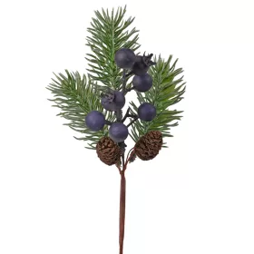 Téli bogyós dekor, 21cm magas - Fekete