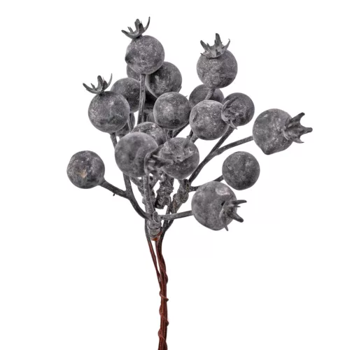 Berry Decorative Bundle Ø 1.5cm, 5 Stems, 16cm Tall - Black