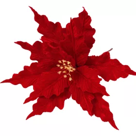   Bársony mikulásvirág dekor pick ⌀ 30cm, 15cm magas - Bordó