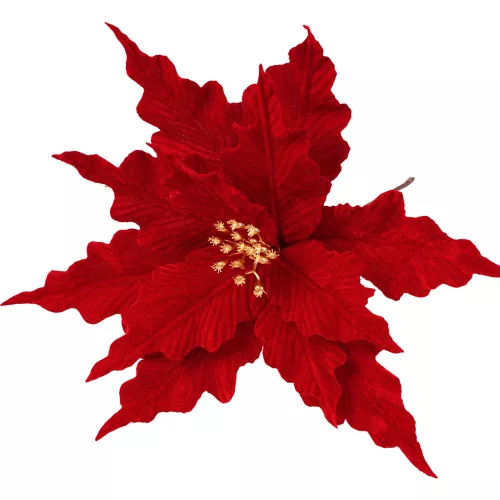 Bársony mikulásvirág dekor pick ⌀ 30cm, 15cm magas - Bordó