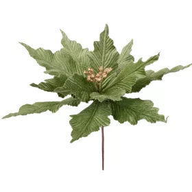   Bársony mikulásvirág dekor pick ⌀ 30cm, 15cm magas - Zöld