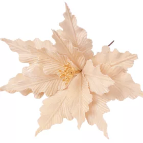  Bársony mikulásvirág dekor pick ⌀ 30cm, 15cm magas - Ekrü