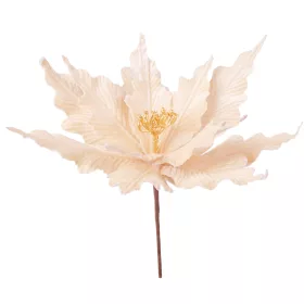   Bársony mikulásvirág dekor pick ⌀ 30cm, 15cm magas - Ekrü