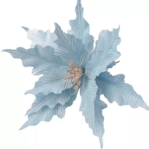 Bársony mikulásvirág dekor pick ⌀ 30cm, 15cm magas - Világoskék