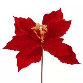   Bársony mikulásvirág dekor pick ⌀ 25cm, 15cm magas - Bordó