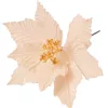 Bársony mikulásvirág dekor pick ⌀ 25cm, 15cm magas - Ekrü
