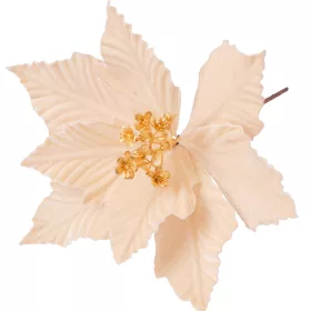   Bársony mikulásvirág dekor pick ⌀ 25cm, 15cm magas - Ekrü