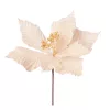 Bársony mikulásvirág dekor pick ⌀ 25cm, 15cm magas - Ekrü