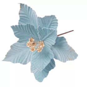   Bársony mikulásvirág dekor pick ⌀ 25cm, 15cm magas - Világoskék