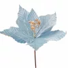 Bársony mikulásvirág dekor pick ⌀ 25cm, 15cm magas - Világoskék