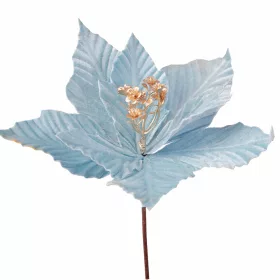   Bársony mikulásvirág dekor pick ⌀ 25cm, 15cm magas - Világoskék