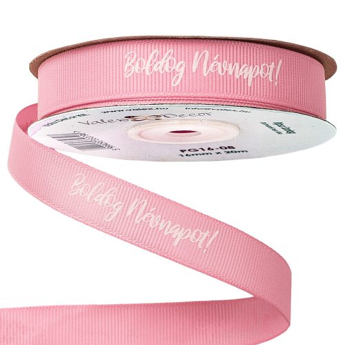 "Boldog Névnapot!" inscription grosgrain ribbon 16mm x 20m - Pink