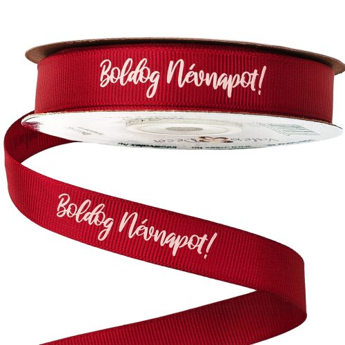 "Boldog Névnapot!" inscription grosgrain ribbon 16mm x 20m - Burgundy