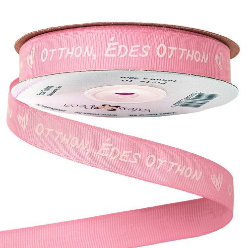 "Otthon, Édes Otthon" inscription grosgrain ribbon 16mm x 20m - Pink