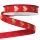 Grosgrain ribbon with golden heart pattern 16mm x 20m - Red