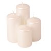 Lépcsős adventi henger gyertya készlet, Ø50 x 70/80/100/120mm - Metál gyöngyház fehér