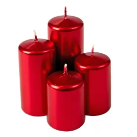   Lépcsős adventi henger gyertya készlet, Ø50 x 70/80/100/120mm - Metál piros