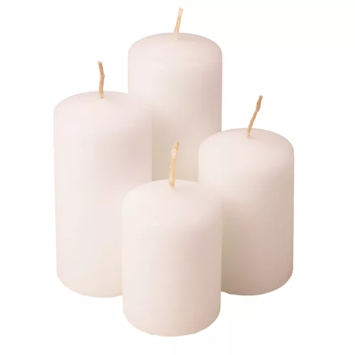 Lépcsős adventi henger gyertya készlet, Ø50 x 70/80/100/120mm - Matt fehér