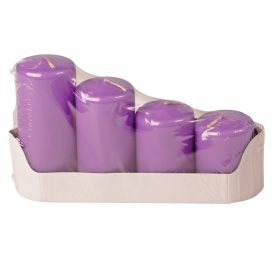   Lépcsős adventi henger gyertya készlet, Ø50 x 70/80/100/120mm - Matt lila