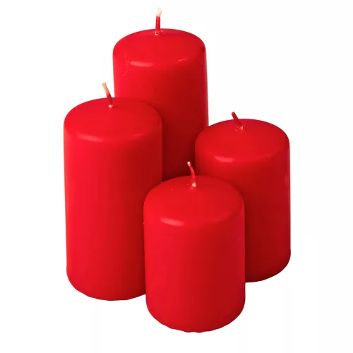 Lépcsős adventi henger gyertya készlet, Ø50 x 70/80/100/120mm - Matt piros