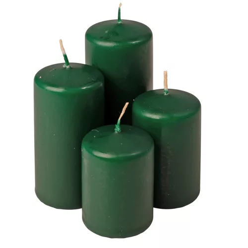 Lépcsős adventi henger gyertya készlet, Ø50 x 70/80/100/120mm - Matt sötétzöld
