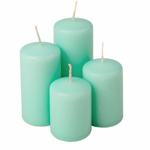 Lépcsős adventi henger gyertya készlet, Ø50 x 70/80/100/120mm - Világos türkizkék