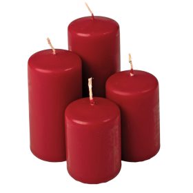   Lépcsős adventi henger gyertya készlet, Ø50 x 70/80/100/120mm - Matt bordó