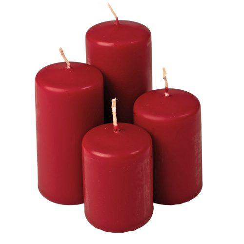 Lépcsős adventi henger gyertya készlet, Ø50 x 70/80/100/120mm - Matt bordó