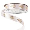 Satin ribbon with pine pattern 16mm x 20m - White