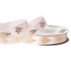 Satin ribbon with pine pattern 16mm x 20m - White