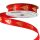 Satin ribbon with pine pattern 16mm x 20m - Red