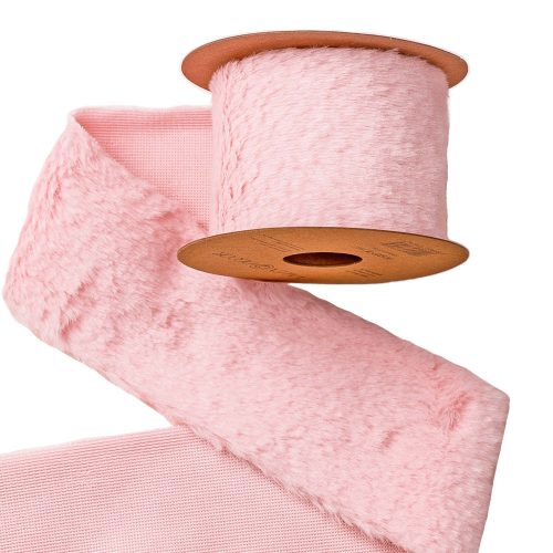 Fur ribbon, medium long 63mm x 2.7m - Pink