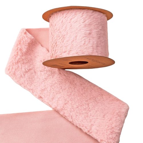 Fur ribbon, medium long 63mm x 2.7m - Powder pink