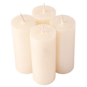   Rusztikus metál adventi gyertya készlet, 10 x 4cm - Gyöngyház fehér