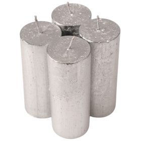 Rusztikus metál adventi gyertya készlet, 10 x 4cm - Ezüst